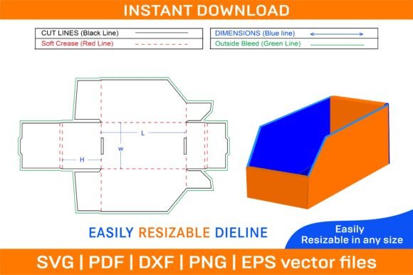 Bin Box, Corrugated Counter Display Box Graphics and Print Templates
