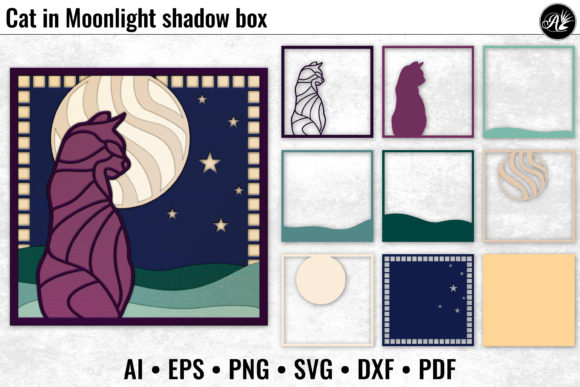 Cat in Moonlight: A Laser Cutting Shadow Boxes Design Review
