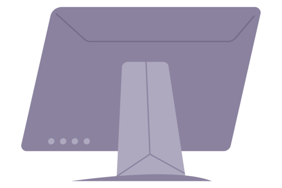 Computer Display Rear View. Monitor Back Graphics and Illustrations Review