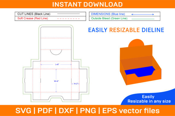 Display Cardboard Box Dieline Template for Graphics and Print Templates