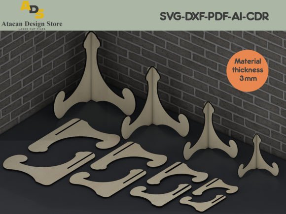 Easels Display Stand Laser Cut Files: Graphics for Graphic Templates