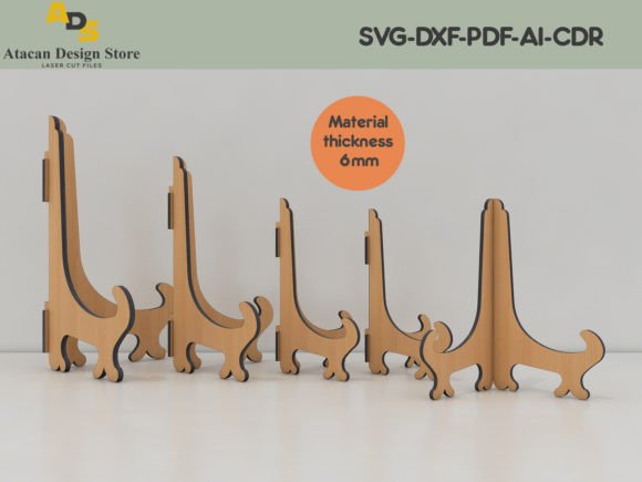 Easels Plate Display Stands Set Lasercut Graphics & Illustrations