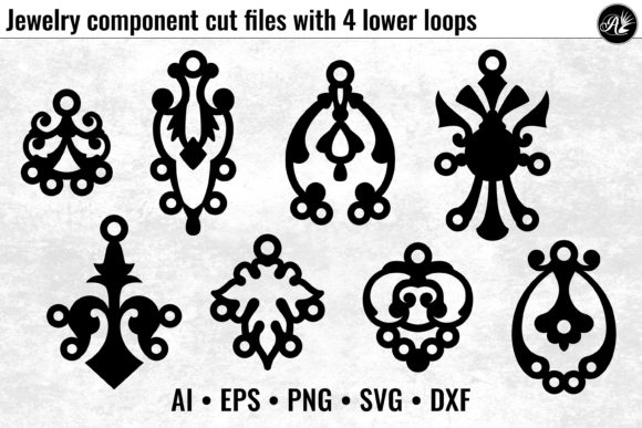 Jewelry Components with 4 Lower Loops for Laser Cutting Earrings