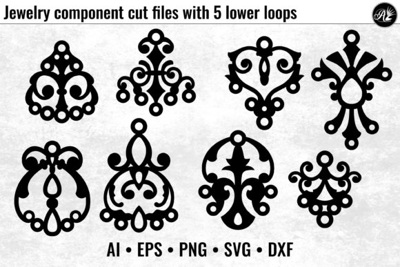 Jewelry Components with 5 Lower Loops for Laser Cutting Earrings