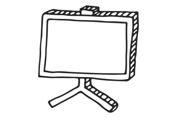 Monitor Doodle. Hand Drawn Display Line Graphics and Illustrations