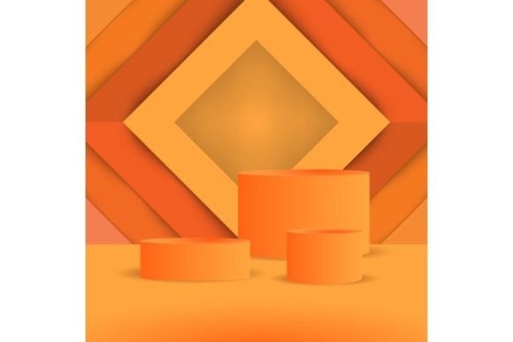 Product Stand Orange Display in Abstract Graphics for Editorial Templates