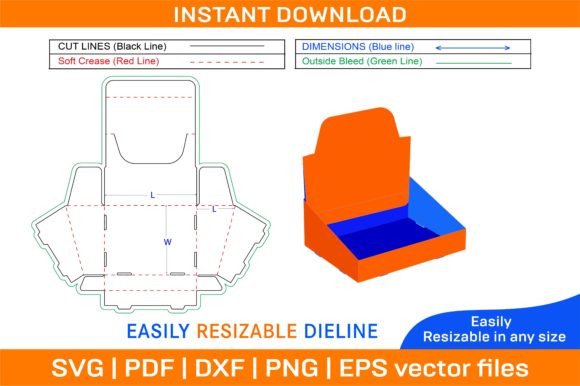 Self Box, Display Box, Empty Holder Box Graphics and Print Templates
