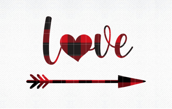 Valentine SVG, Plaid Love Arrow SVG, PNG Graphics & Crafts
