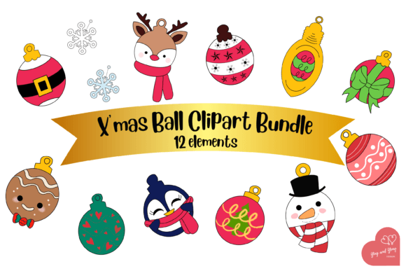 Xmas Ball Clipart Bundle for Graphics and Crafts Publishing